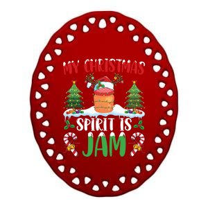 My Christmas Spirit Jam Wearing Santa Hat Xmas Christmas Gift Ceramic Oval Ornament