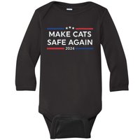 Make Cats Safe Again Funny 2024 Presidential Election Baby Long Sleeve Bodysuit