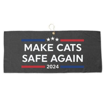 Make Cats Safe Again Funny 2024 Presidential Election Large Microfiber Waffle Golf Towel