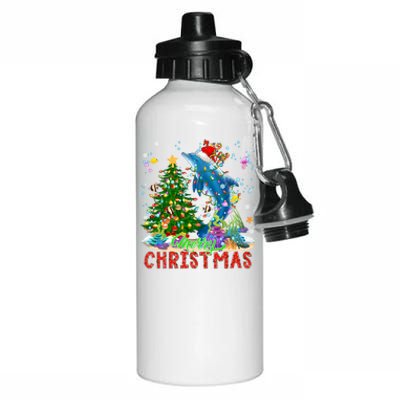 Merry Christmas Santa Reindeer Dolphin Xmas Tree Lights Funny Gift Aluminum Water Bottle