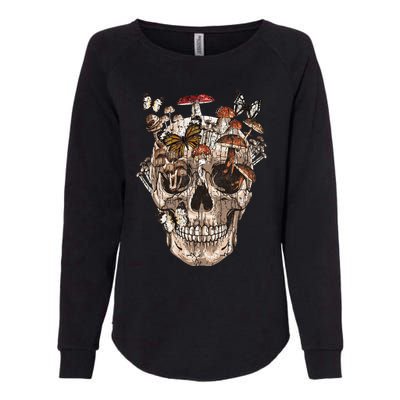 Mushroom Collector Skull Gift Womens California Wash Sweatshirt