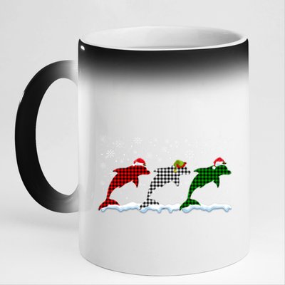 Merry Christmas Santa Xmas Funny Dolphin Animals Lover Meaningful Gift 11oz Black Color Changing Mug