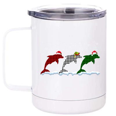 Merry Christmas Santa Xmas Funny Dolphin Animals Lover Meaningful Gift 12 oz Stainless Steel Tumbler Cup