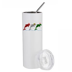 Merry Christmas Santa Xmas Funny Dolphin Animals Lover Meaningful Gift Stainless Steel Tumbler