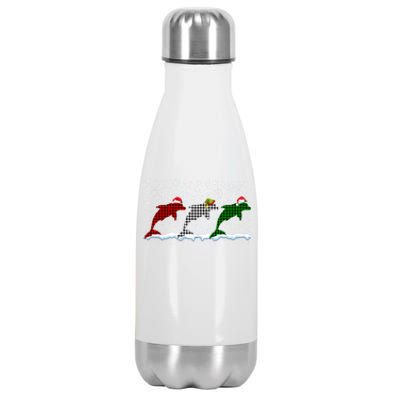 Merry Christmas Santa Xmas Funny Dolphin Animals Lover Meaningful Gift Stainless Steel Insulated Water Bottle