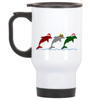 Merry Christmas Santa Xmas Funny Dolphin Animals Lover Meaningful Gift Stainless Steel Travel Mug