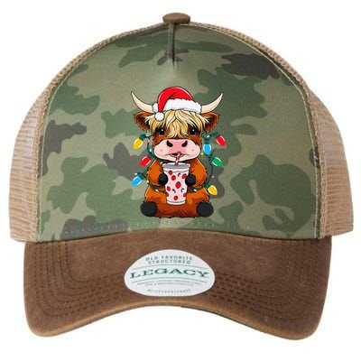 Merry Christmas Scottish Highland Cow Santa Hat Xmas Farm Legacy Tie Dye Trucker Hat