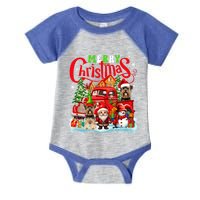 Merry Christmas Santa Elf Yorkshire Terriers On Pickup Truck Gift Infant Baby Jersey Bodysuit