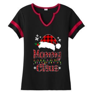 Mommy Christmas Santa Claus Red Plaid Gift Mommy Claus Cool Gift Ladies Halftime Notch Neck Tee