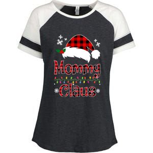 Mommy Christmas Santa Claus Red Plaid Gift Mommy Claus Cool Gift Enza Ladies Jersey Colorblock Tee