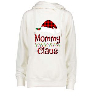 Mommy Christmas Santa Claus Red Plaid Gift Mommy Claus Cool Gift Womens Funnel Neck Pullover Hood