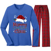 Mommy Christmas Santa Claus Red Plaid Gift Mommy Claus Cool Gift Women's Long Sleeve Flannel Pajama Set 