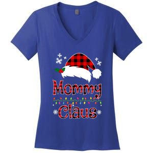 Mommy Christmas Santa Claus Red Plaid Gift Mommy Claus Cool Gift Women's V-Neck T-Shirt