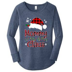 Mommy Christmas Santa Claus Red Plaid Gift Mommy Claus Cool Gift Women's Perfect Tri Tunic Long Sleeve Shirt