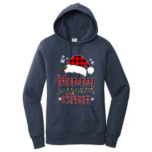 Mommy Christmas Santa Claus Red Plaid Gift Mommy Claus Cool Gift Women's Pullover Hoodie