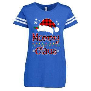 Mommy Christmas Santa Claus Red Plaid Gift Mommy Claus Cool Gift Enza Ladies Jersey Football T-Shirt