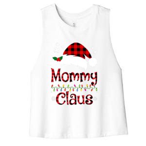 Mommy Christmas Santa Claus Red Plaid Gift Mommy Claus Cool Gift Women's Racerback Cropped Tank