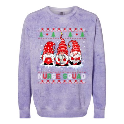 Merry Christmas Santa Gnomes Nurse Squad Ugly Xmas Sweater Gift Colorblast Crewneck Sweatshirt