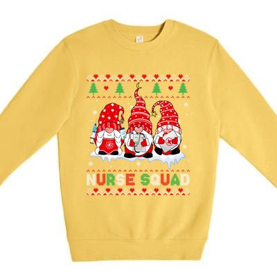 Merry Christmas Santa Gnomes Nurse Squad Ugly Xmas Sweater Gift Premium Crewneck Sweatshirt