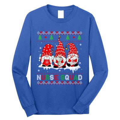 Merry Christmas Santa Gnomes Nurse Squad Ugly Xmas Sweater Gift Long Sleeve Shirt