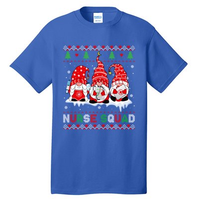 Merry Christmas Santa Gnomes Nurse Squad Ugly Xmas Sweater Gift Tall T-Shirt