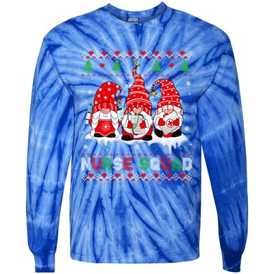 Merry Christmas Santa Gnomes Nurse Squad Ugly Xmas Sweater Gift Tie-Dye Long Sleeve Shirt