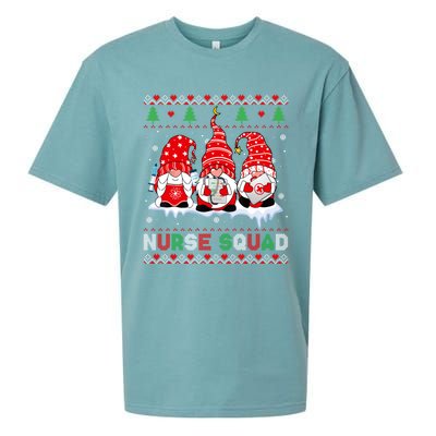 Merry Christmas Santa Gnomes Nurse Squad Ugly Xmas Sweater Gift Sueded Cloud Jersey T-Shirt