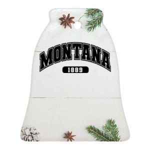 Montana Collegiate Style 1889 Ceramic Bell Ornament