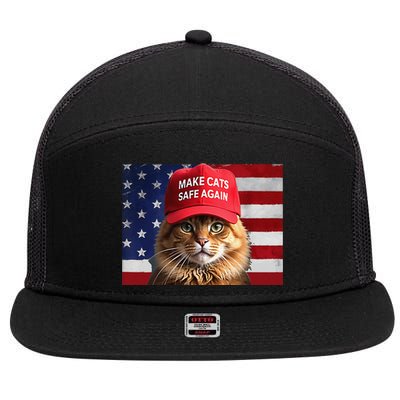 Make Cats Safe Again Gift 7 Panel Mesh Trucker Snapback Hat