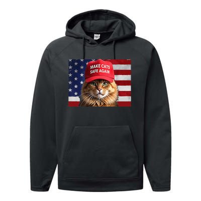 Make Cats Safe Again Gift Performance Fleece Hoodie