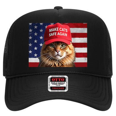 Make Cats Safe Again Gift High Crown Mesh Back Trucker Hat