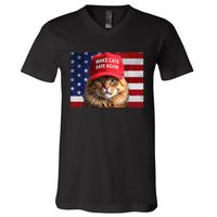 Make Cats Safe Again Gift V-Neck T-Shirt