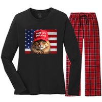 Make Cats Safe Again Gift Women's Long Sleeve Flannel Pajama Set 