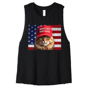 Make Cats Safe Again Gift Women's Racerback Cropped Tank