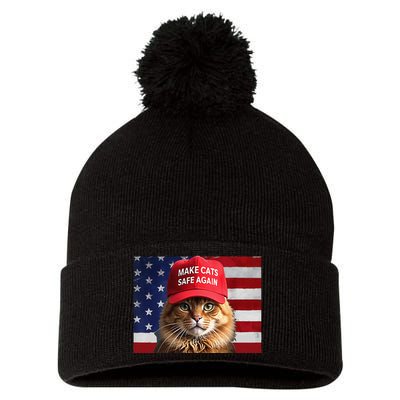 Make Cats Safe Again Gift Pom Pom 12in Knit Beanie