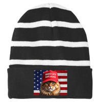 Make Cats Safe Again Gift Striped Beanie with Solid Band