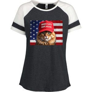 Make Cats Safe Again Gift Enza Ladies Jersey Colorblock Tee