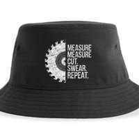 Measure Cut Swear Funny Handyman Dad FatherS Day Sustainable Bucket Hat