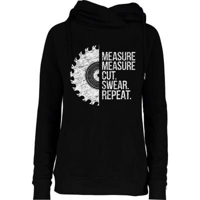 Measure Cut Swear Funny Handyman Dad FatherS Day Womens Funnel Neck Pullover Hood