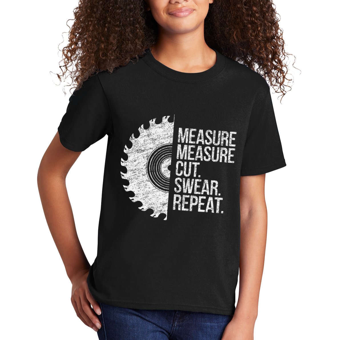 Measure Cut Swear Funny Handyman Dad FatherS Day Kids T-Shirt