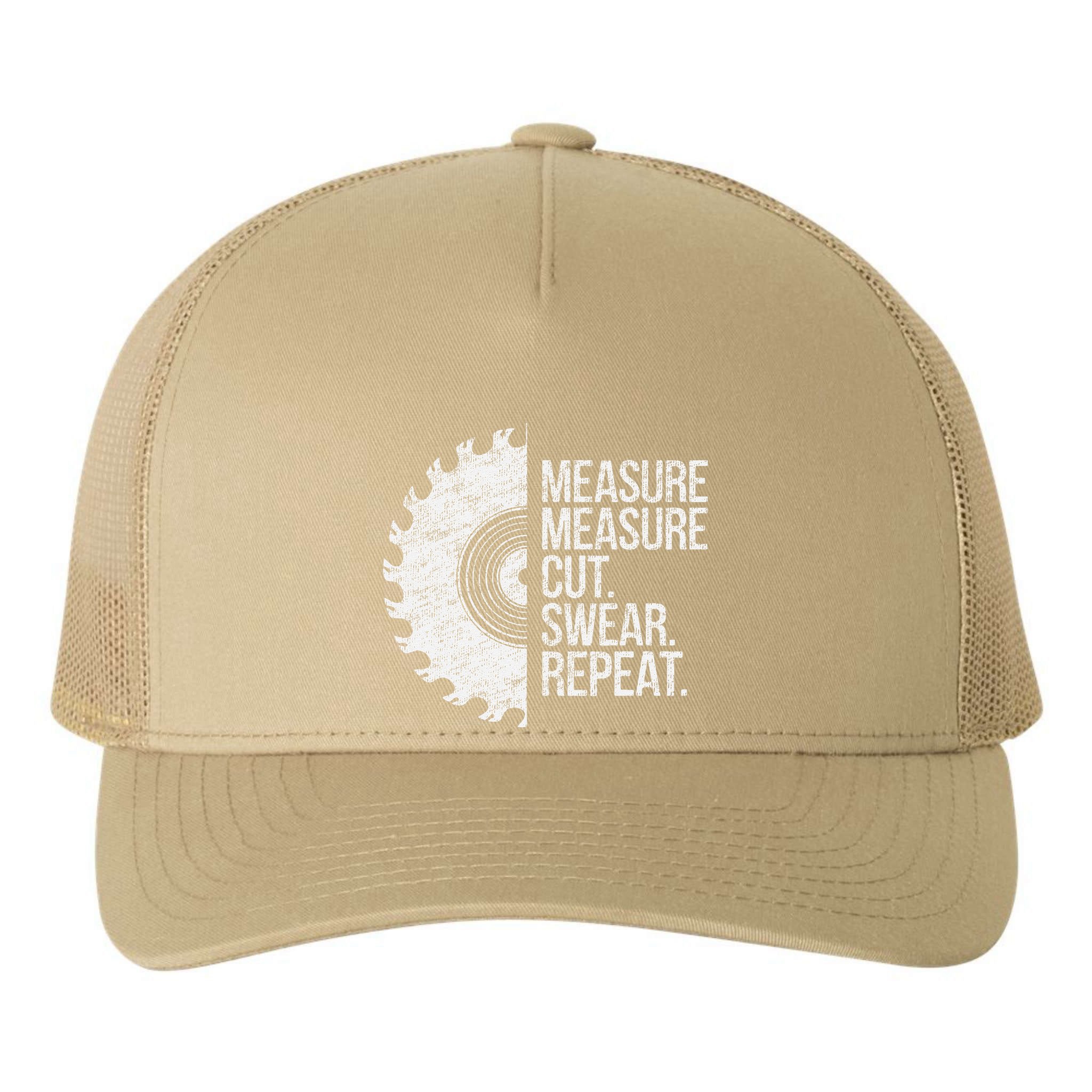 Measure Cut Swear Funny Handyman Dad FatherS Day Yupoong Adult 5-Panel Trucker Hat