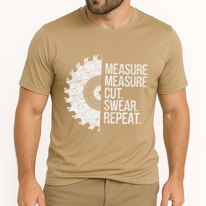 Measure Cut Swear Funny Handyman Dad FatherS Day Cooling Performance Crew T-Shirt