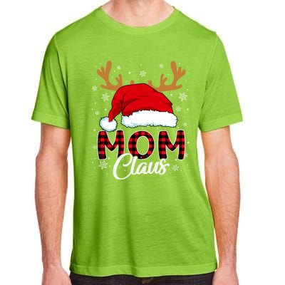 Mom Claus Santa Hat Reindeer Red Plaid Matching Family Xmas Gift Adult ChromaSoft Performance T-Shirt