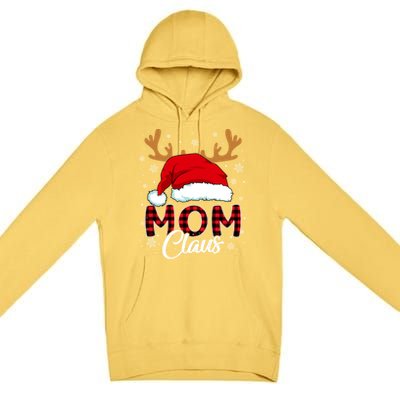 Mom Claus Santa Hat Reindeer Red Plaid Matching Family Xmas Gift Premium Pullover Hoodie