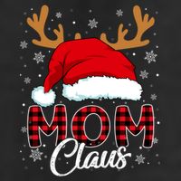Mom Claus Santa Hat Reindeer Red Plaid Matching Family Xmas Gift 7 Panel Mesh Trucker Snapback Hat
