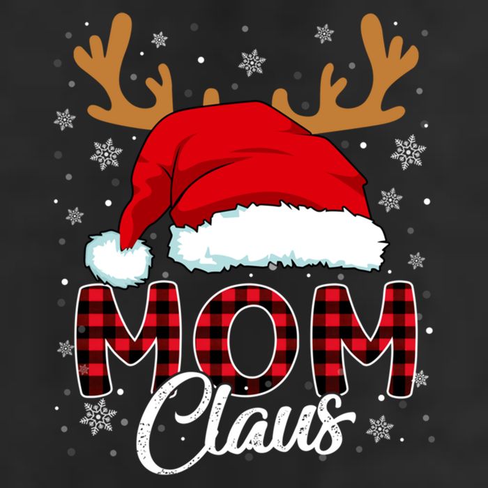 Mom Claus Santa Hat Reindeer Red Plaid Matching Family Xmas Gift 7 Panel Mesh Trucker Snapback Hat