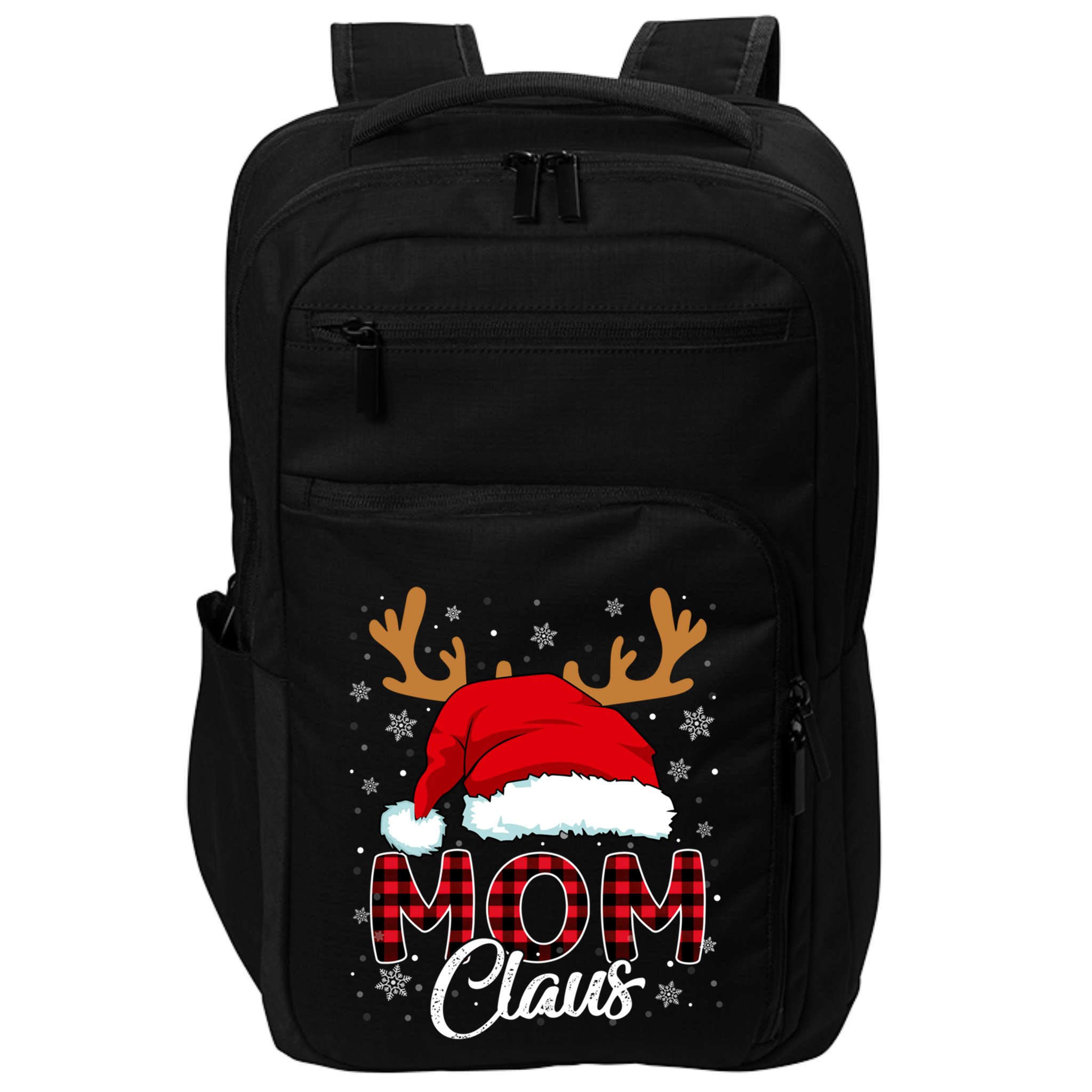 Mom Claus Santa Hat Reindeer Red Plaid Matching Family Xmas Gift Impact Tech Backpack