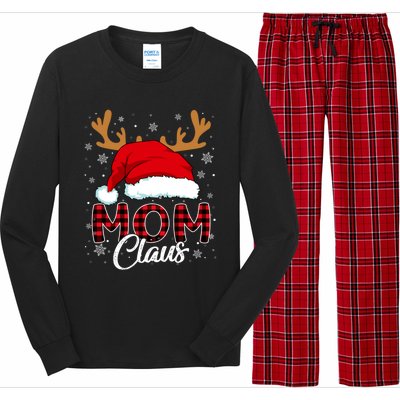 Mom Claus Santa Hat Reindeer Red Plaid Matching Family Xmas Gift Long Sleeve Pajama Set