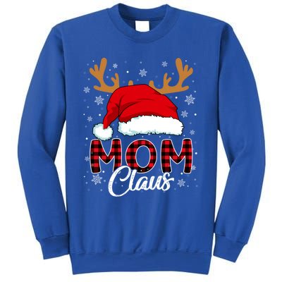 Mom Claus Santa Hat Reindeer Red Plaid Matching Family Xmas Gift Sweatshirt