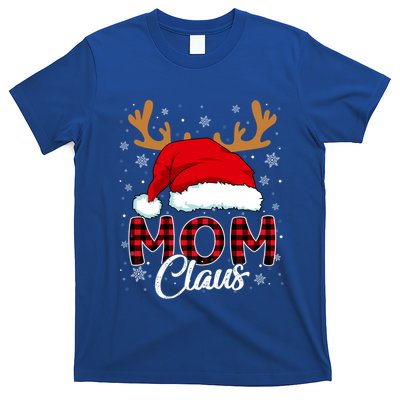 Mom Claus Santa Hat Reindeer Red Plaid Matching Family Xmas Gift T-Shirt